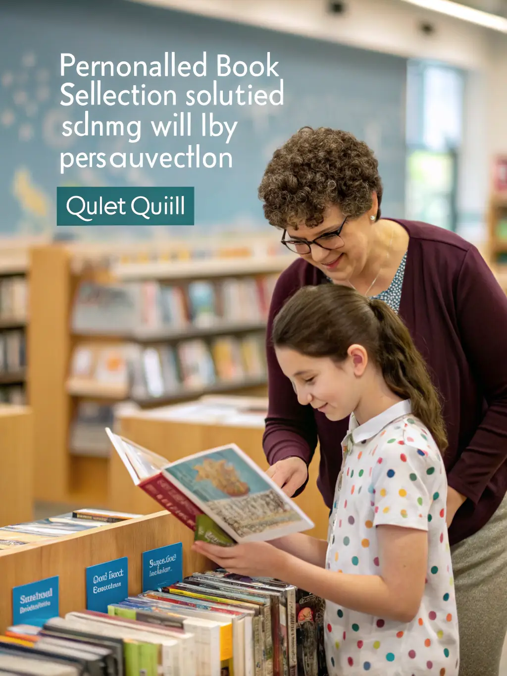 A friendly librarian assisting an elderly resident in a retirement home library, highlighting CBPT's efforts to bring cultural resources to seniors.